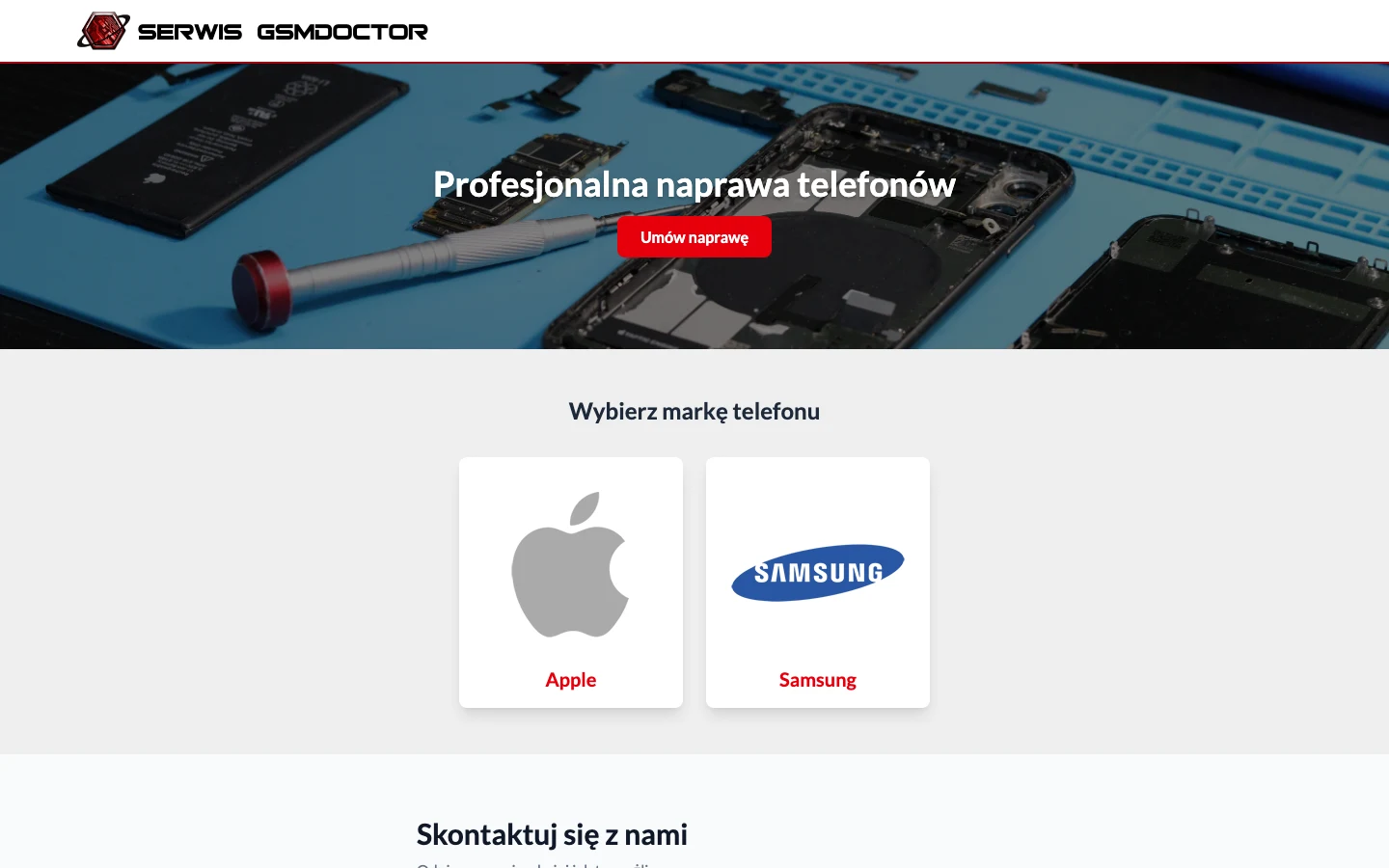 Zrzut ekranu strony Serwis GSM Doctor